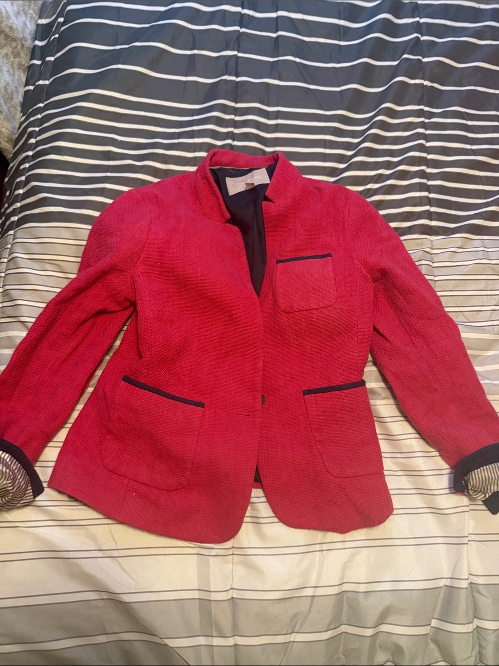 Banana Republic Pink Textured Blazer with Black Trim